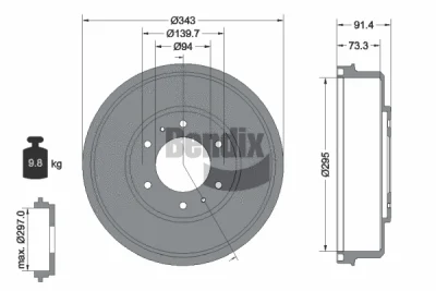 BDM1098 BENDIX Braking Тормозной барабан