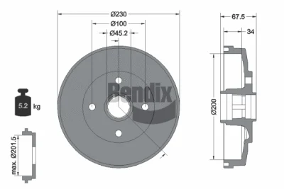 BDM1105 BENDIX Braking Тормозной барабан