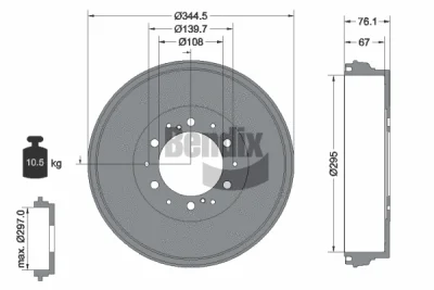 BDM1114 BENDIX Braking Тормозной барабан