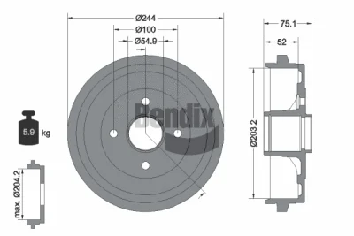 BDM1139 BENDIX Braking Тормозной барабан