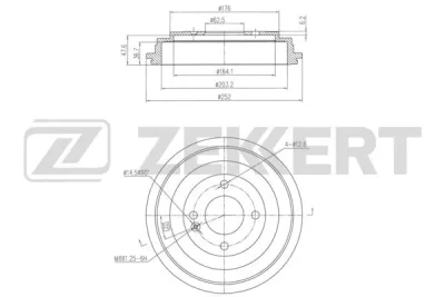 BS-6323 ZEKKERT Тормозной барабан