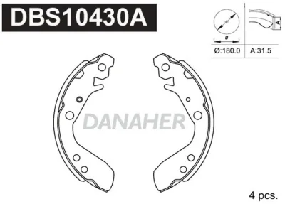 DBS10430A DANAHER Комплект тормозных колодок