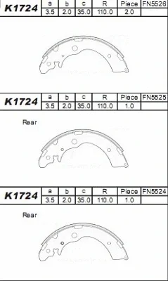 K1724 ASIMCO Комплект тормозных колодок