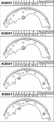 K2601 ASIMCO Комплект тормозных колодок