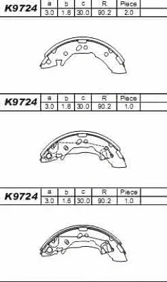 K9724 ASIMCO Комплект тормозных колодок