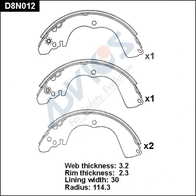 D8N012 ADVICS Комплект тормозных колодок