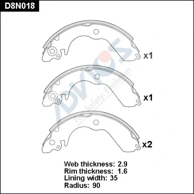 D8N018 ADVICS Комплект тормозных колодок