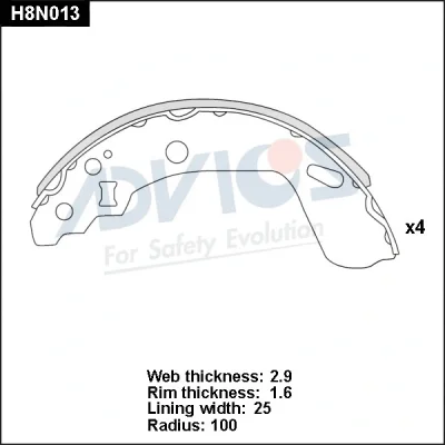 H8N013 ADVICS Комплект тормозных колодок
