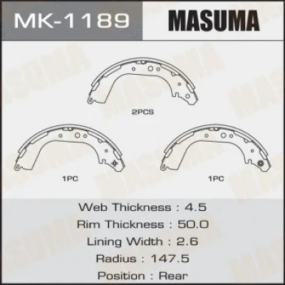 MK-1189 MASUMA Комплект тормозных колодок