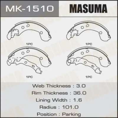 MK-1510 MASUMA Комплект тормозных колодок