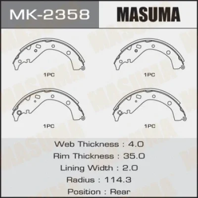 MK-2358 MASUMA Комплект тормозных колодок