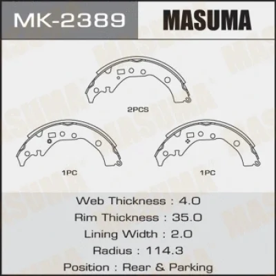 Комплект тормозных колодок MASUMA MK-2389