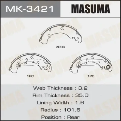 MK-3421 MASUMA Комплект тормозных колодок
