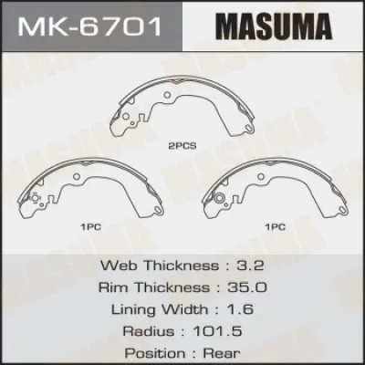 MK-6701 MASUMA Комплект тормозных колодок