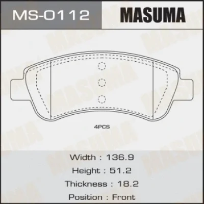 Комплект тормозных колодок MASUMA MS-0112