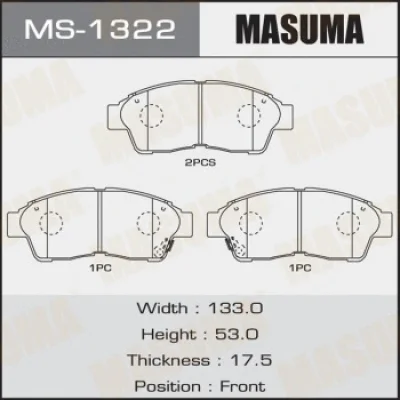MS-1322 MASUMA Комплект тормозных колодок