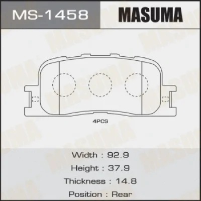 MS-1458 MASUMA Комплект тормозных колодок