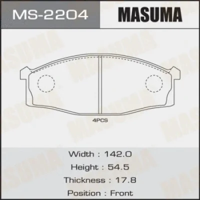 MS-2204 MASUMA Комплект тормозных колодок