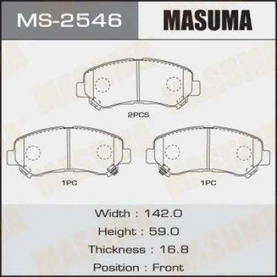 MS-2546 MASUMA Комплект тормозных колодок