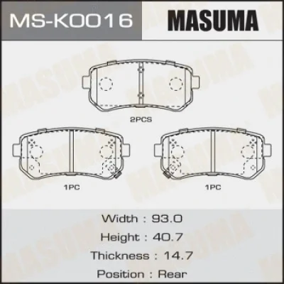 Комплект тормозных колодок MASUMA MS-K0016
