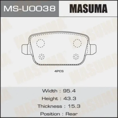 MS-U0038 MASUMA Комплект тормозных колодок