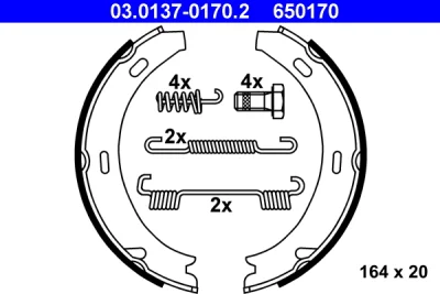 Комплект тормозных колодок, стояночная тормозная система ATE 03.0137-0170.2