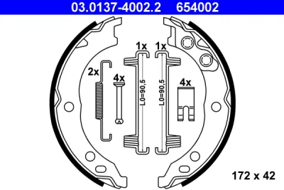 Комплект тормозных колодок, стояночная тормозная система ATE 03.0137-4002.2