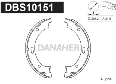 DBS10151 DANAHER Комплект тормозных колодок, стояночная тормозная система