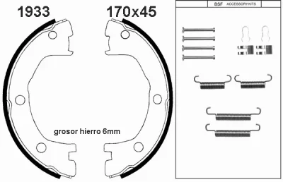 01933K BSF Комплект тормозных колодок, стояночная тормозная система