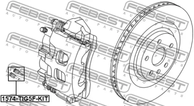 Направляющий болт, корпус скобы тормоза FEBEST 1574-TIG5F-KIT