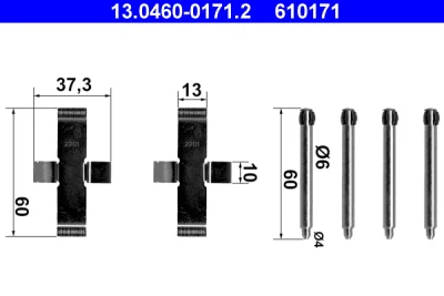 Комплектующие, колодки дискового тормоза ATE 13.0460-0171.2