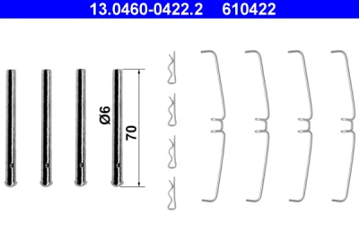 Комплектующие, колодки дискового тормоза ATE 13.0460-0422.2