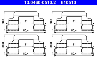 13.0460-0510.2 ATE Комплектующие, колодки дискового тормоза