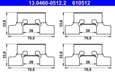 Комплектующие, колодки дискового тормоза ATE 13.0460-0512.2