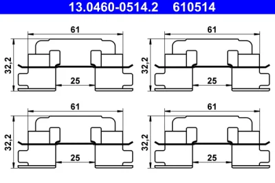 Комплектующие, колодки дискового тормоза ATE 13.0460-0514.2