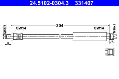 24.5102-0304.3 ATE Тормозной шланг