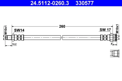 24.5112-0260.3 ATE Тормозной шланг