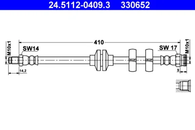 24.5112-0409.3 ATE Тормозной шланг