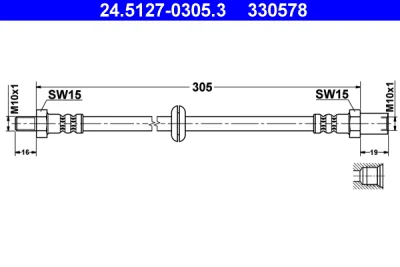 24.5127-0305.3 ATE Тормозной шланг