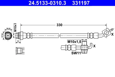 24.5133-0310.3 ATE Тормозной шланг