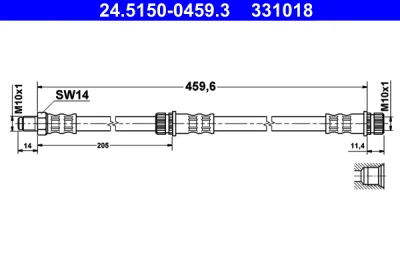 24.5150-0459.3 ATE Тормозной шланг