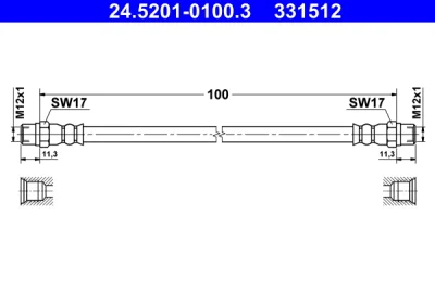 24.5201-0100.3 ATE Тормозной шланг