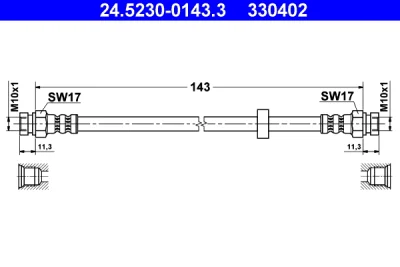 24.5230-0143.3 ATE Тормозной шланг