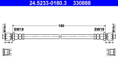 24.5233-0180.3 ATE Тормозной шланг