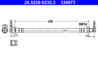 24.5238-0230.3 ATE Тормозной шланг