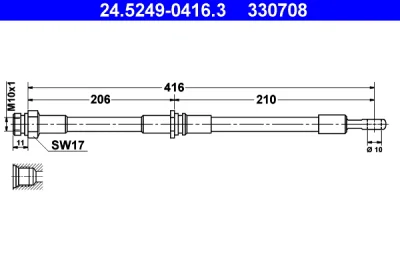 24.5249-0416.3 ATE Тормозной шланг