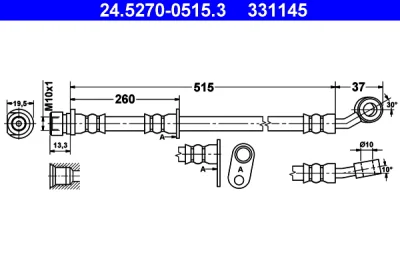 24.5270-0515.3 ATE Тормозной шланг