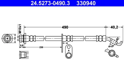 24.5273-0490.3 ATE Тормозной шланг