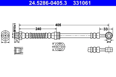 24.5286-0405.3 ATE Тормозной шланг