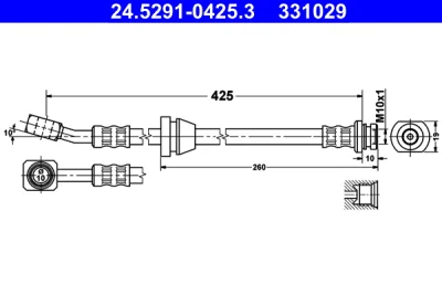 24.5291-0425.3 ATE Тормозной шланг